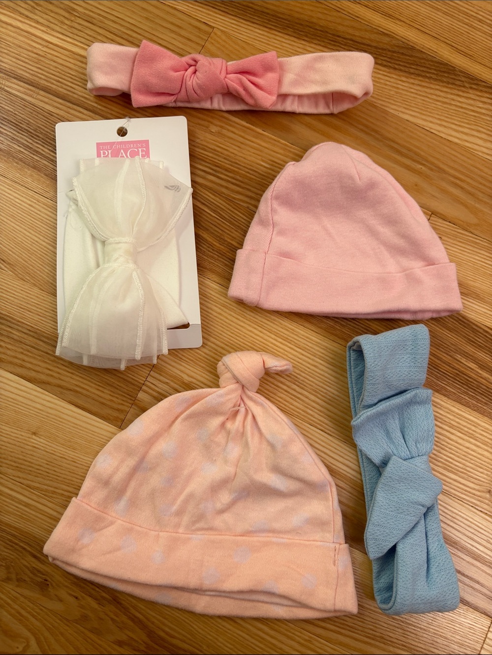 Lot of 5 Newborn Baby Girl Hat and Bow Headband Set - NWOT